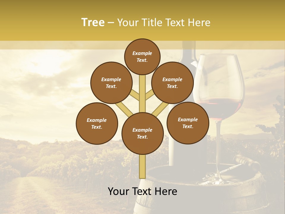 A Bottle Of Wine And A Glass Of Wine On A Barrel PowerPoint Template