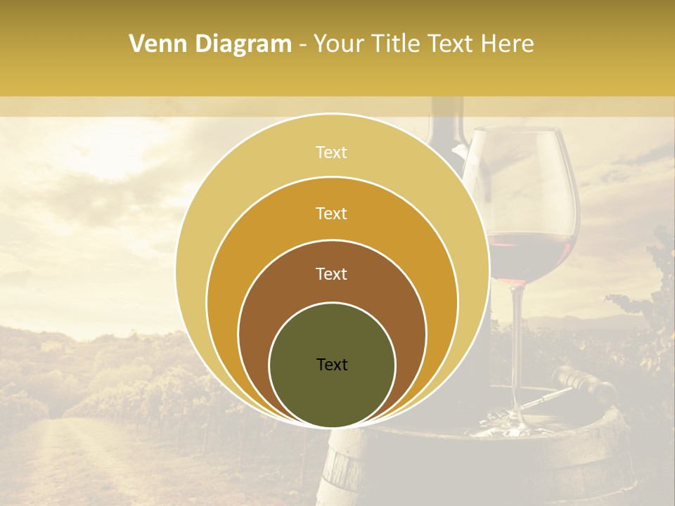 A Bottle Of Wine And A Glass Of Wine On A Barrel PowerPoint Template