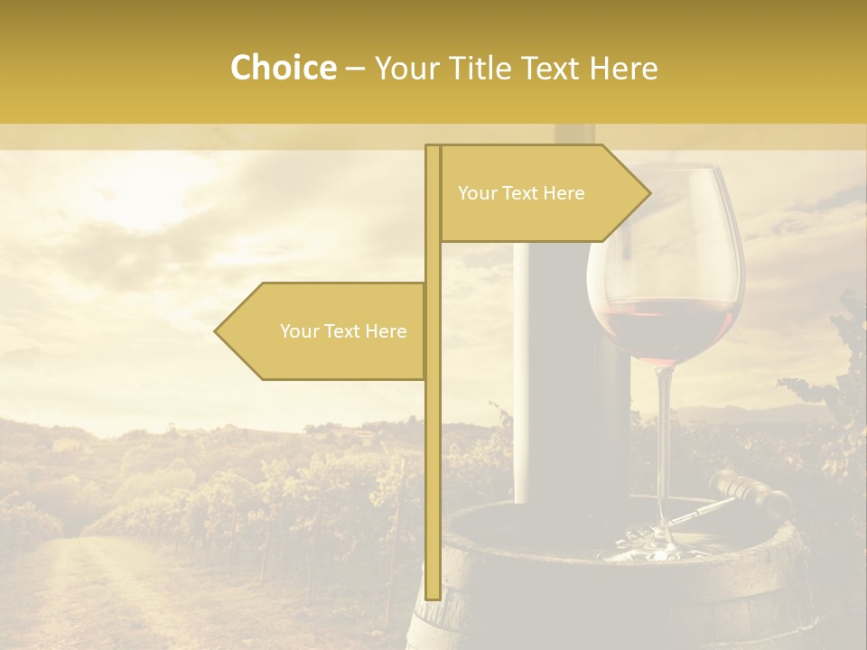 A Bottle Of Wine And A Glass Of Wine On A Barrel PowerPoint Template
