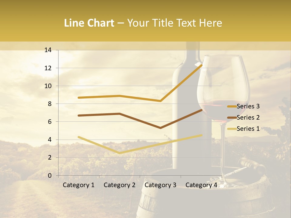 A Bottle Of Wine And A Glass Of Wine On A Barrel PowerPoint Template