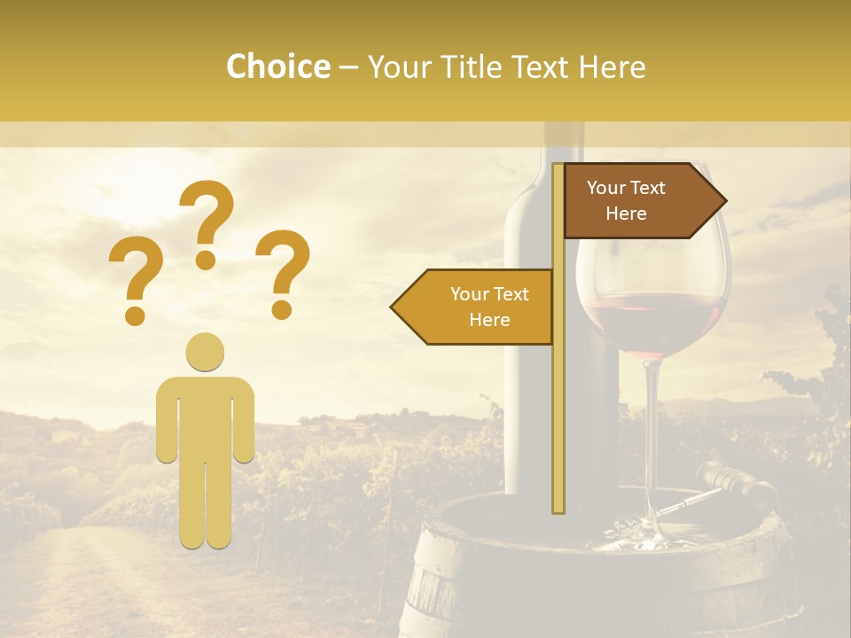 A Bottle Of Wine And A Glass Of Wine On A Barrel PowerPoint Template