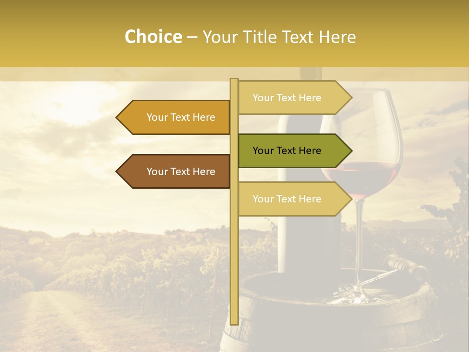 A Bottle Of Wine And A Glass Of Wine On A Barrel PowerPoint Template