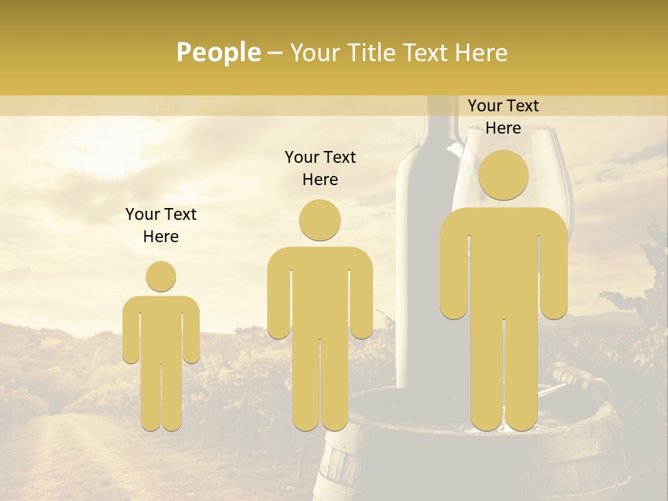 A Bottle Of Wine And A Glass Of Wine On A Barrel PowerPoint Template