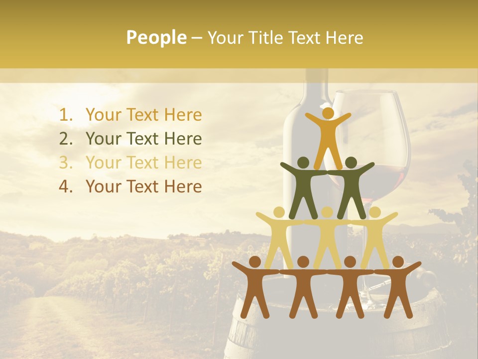 A Bottle Of Wine And A Glass Of Wine On A Barrel PowerPoint Template