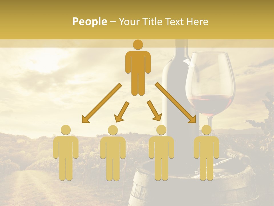 A Bottle Of Wine And A Glass Of Wine On A Barrel PowerPoint Template