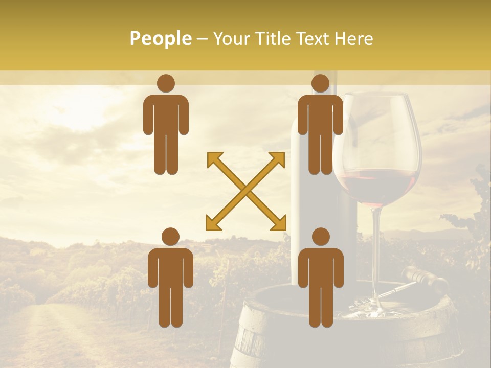 A Bottle Of Wine And A Glass Of Wine On A Barrel PowerPoint Template