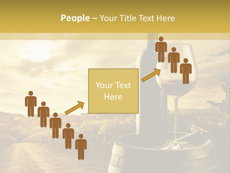 A Bottle Of Wine And A Glass Of Wine On A Barrel PowerPoint Template