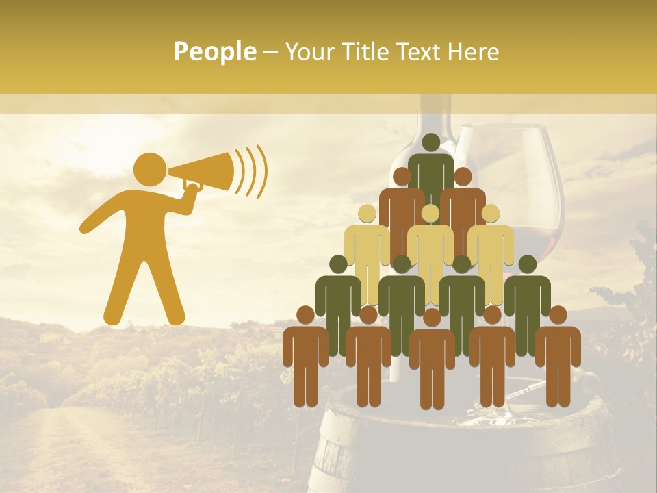 A Bottle Of Wine And A Glass Of Wine On A Barrel PowerPoint Template