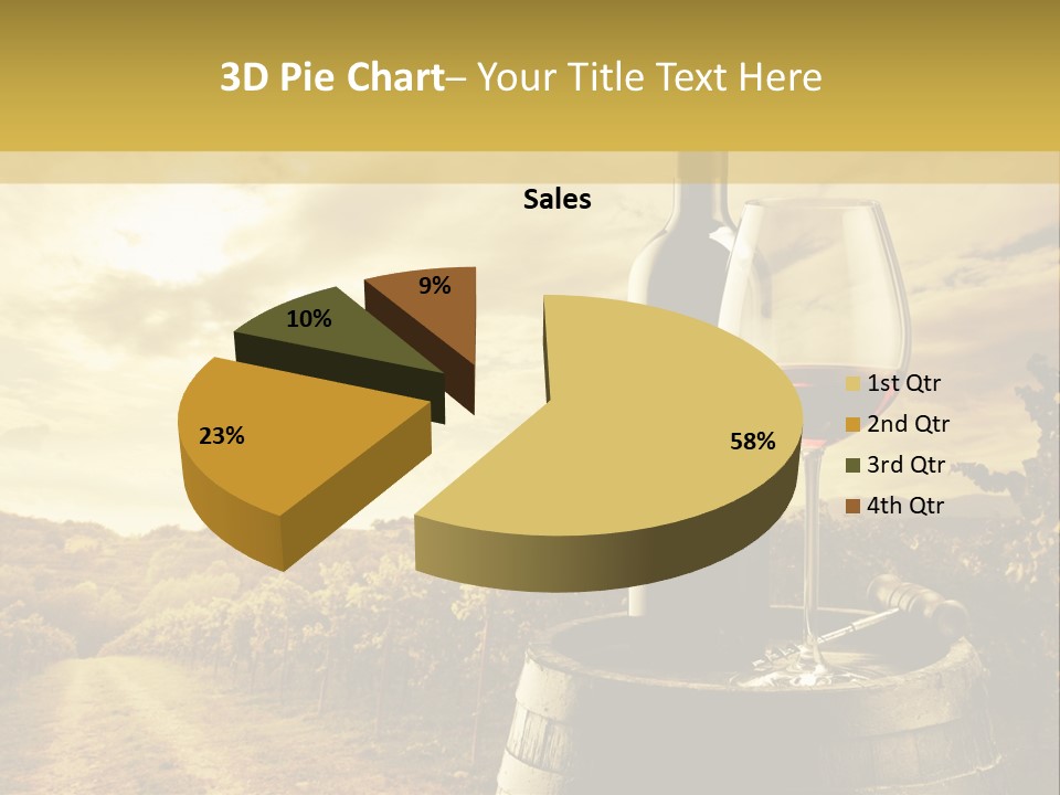 A Bottle Of Wine And A Glass Of Wine On A Barrel PowerPoint Template