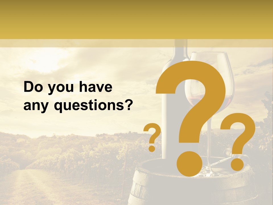 A Bottle Of Wine And A Glass Of Wine On A Barrel PowerPoint Template