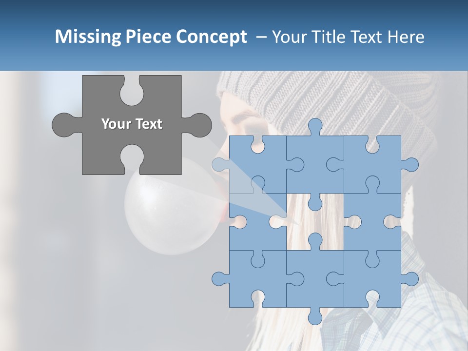 A Woman Blowing A Bubble Into Her Mouth PowerPoint Template