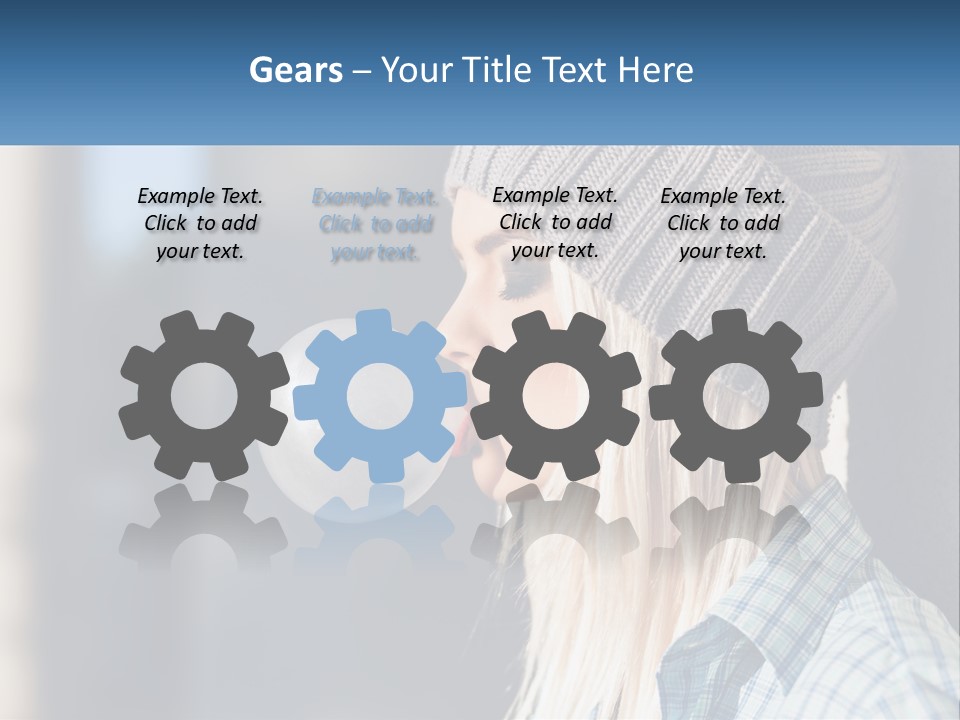 A Woman Blowing A Bubble Into Her Mouth PowerPoint Template