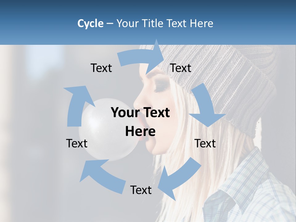 A Woman Blowing A Bubble Into Her Mouth PowerPoint Template