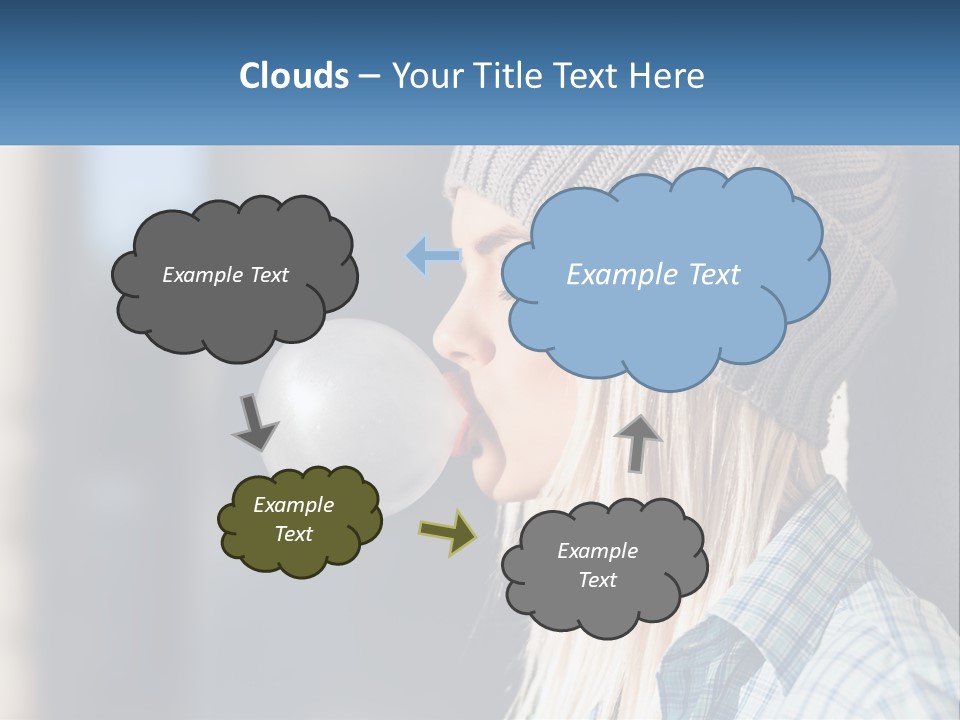 A Woman Blowing A Bubble Into Her Mouth PowerPoint Template