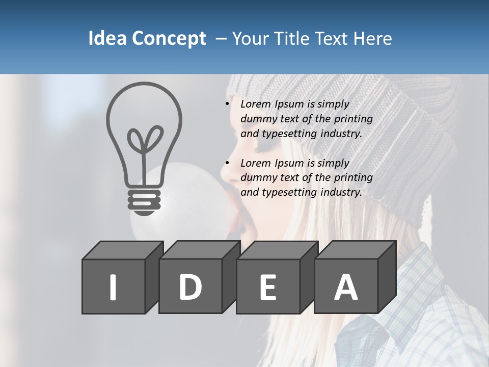 A Woman Blowing A Bubble Into Her Mouth PowerPoint Template