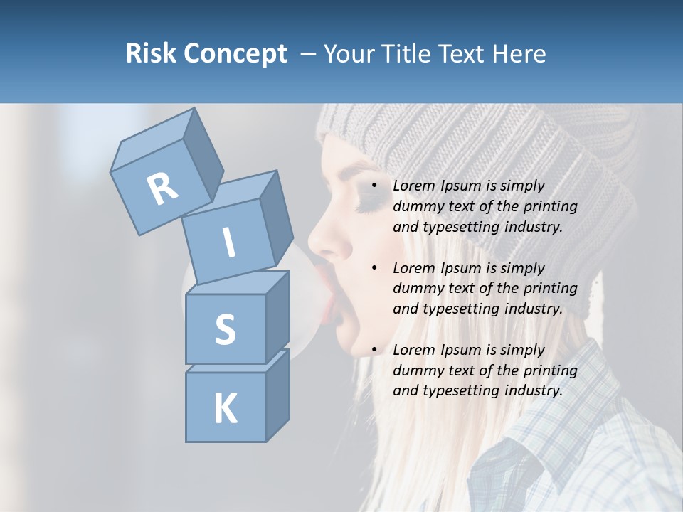 A Woman Blowing A Bubble Into Her Mouth PowerPoint Template