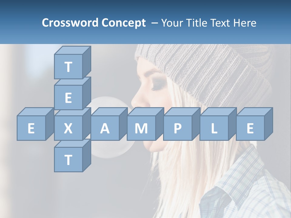 A Woman Blowing A Bubble Into Her Mouth PowerPoint Template