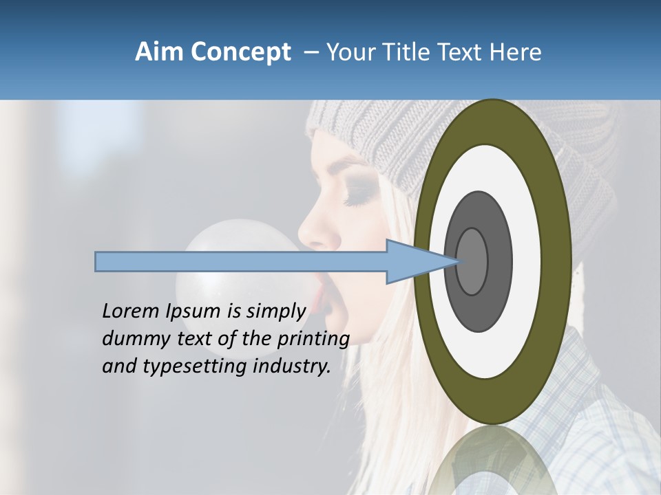 A Woman Blowing A Bubble Into Her Mouth PowerPoint Template