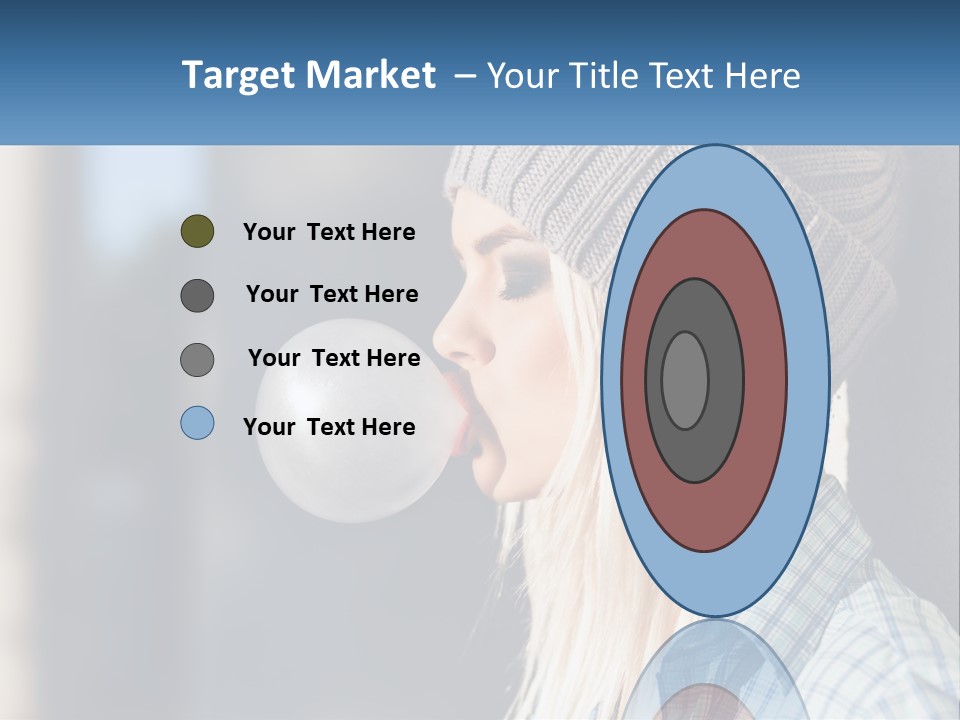 A Woman Blowing A Bubble Into Her Mouth PowerPoint Template