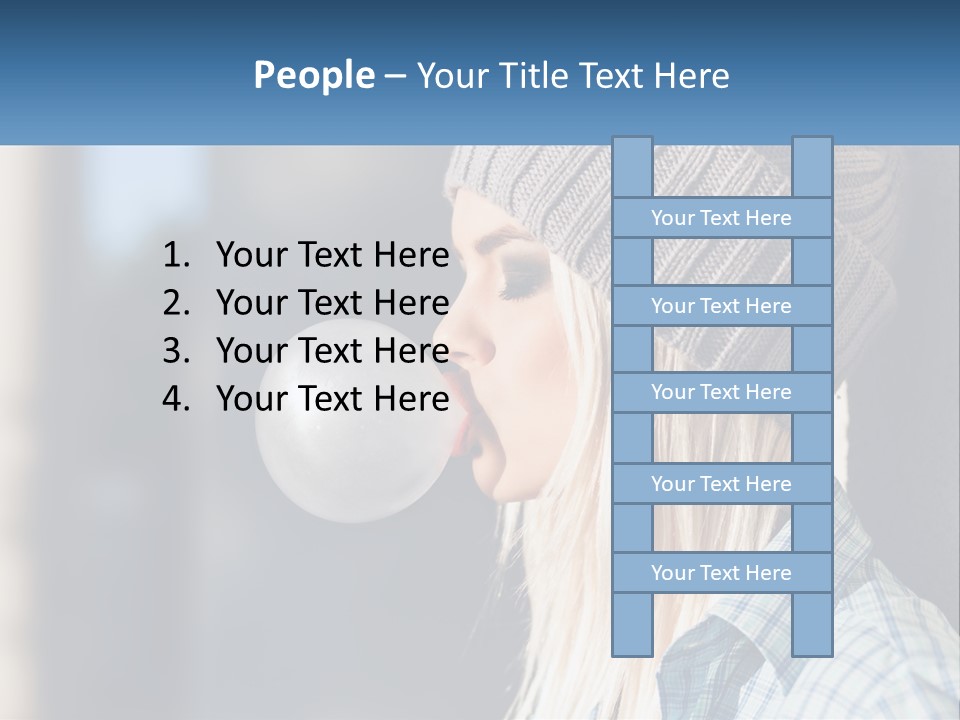 A Woman Blowing A Bubble Into Her Mouth PowerPoint Template