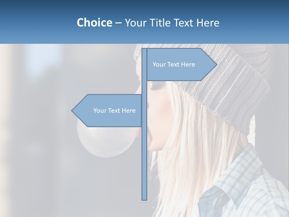 A Woman Blowing A Bubble Into Her Mouth PowerPoint Template
