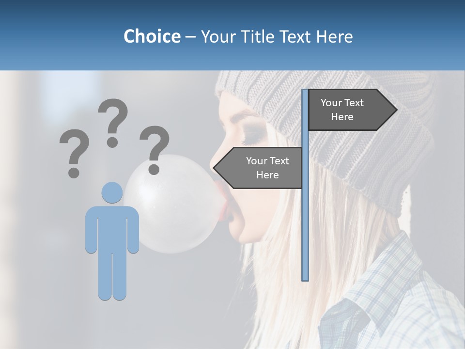 A Woman Blowing A Bubble Into Her Mouth PowerPoint Template