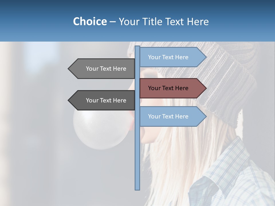 A Woman Blowing A Bubble Into Her Mouth PowerPoint Template