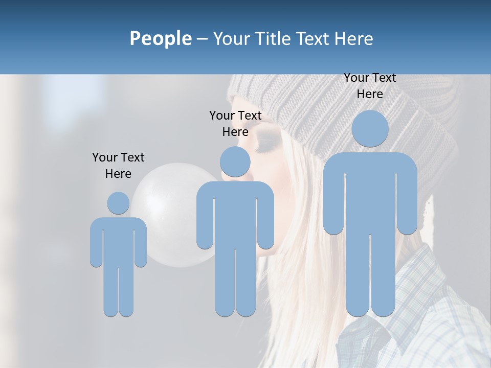 A Woman Blowing A Bubble Into Her Mouth PowerPoint Template