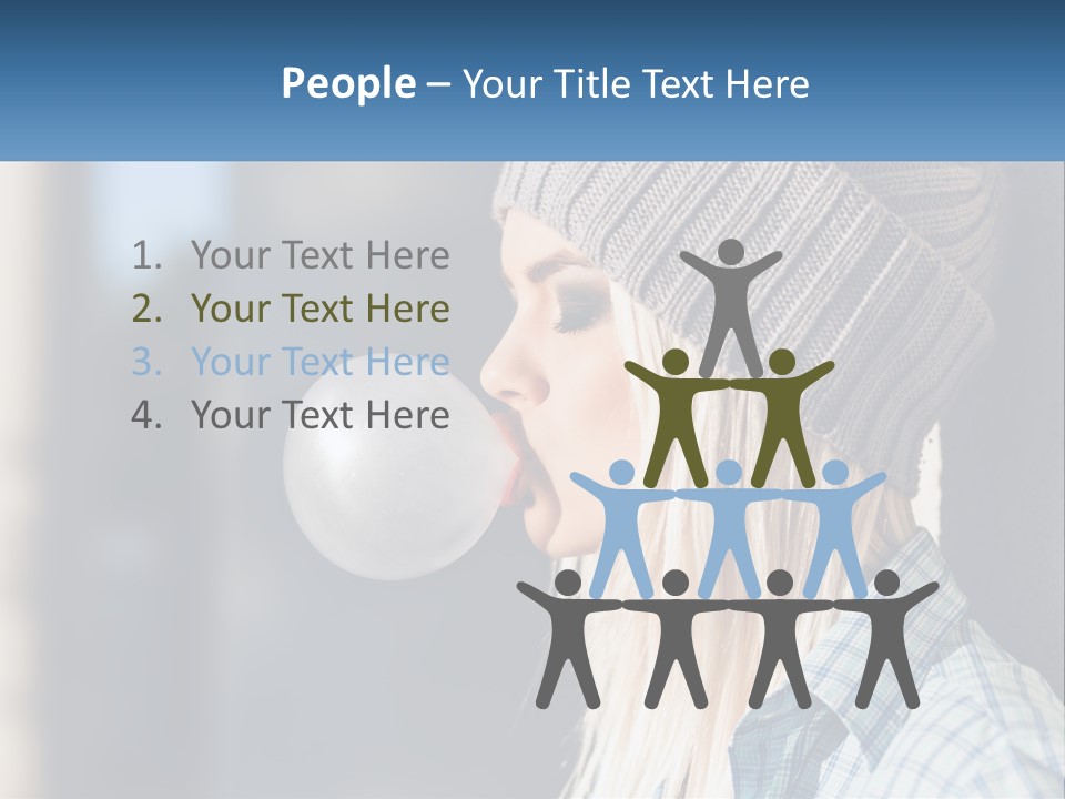 A Woman Blowing A Bubble Into Her Mouth PowerPoint Template