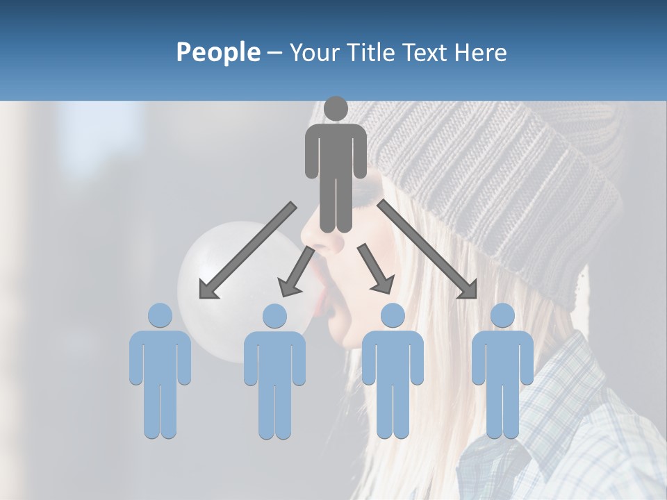 A Woman Blowing A Bubble Into Her Mouth PowerPoint Template