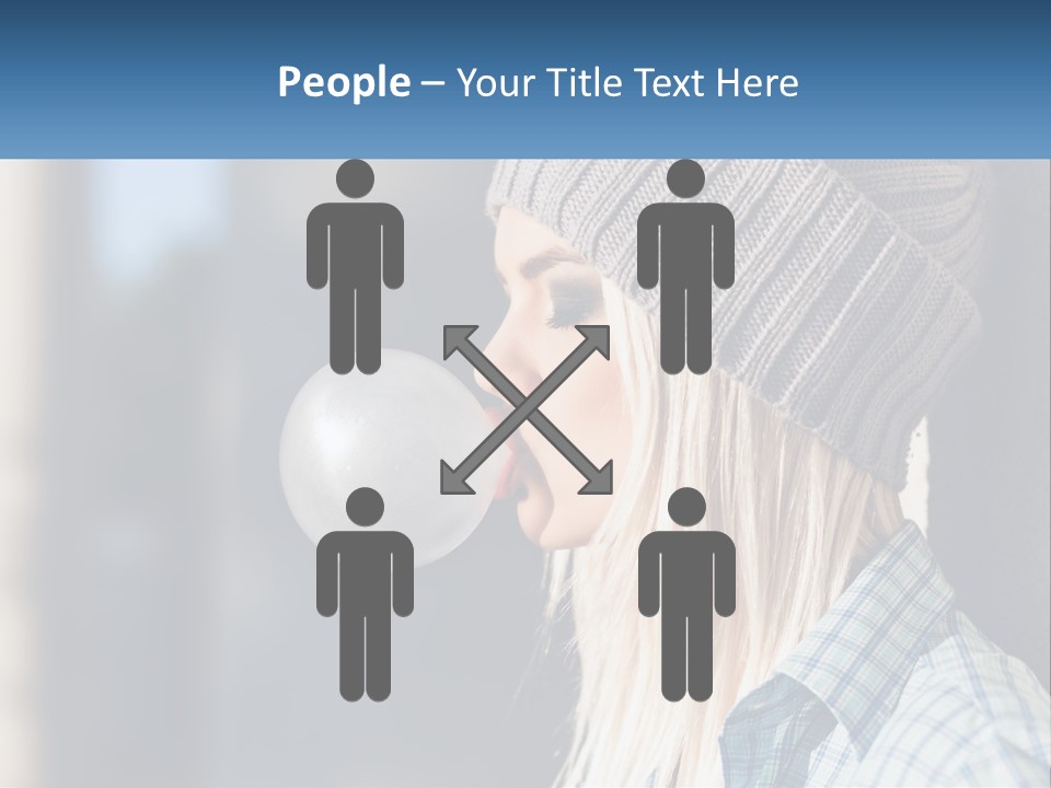 A Woman Blowing A Bubble Into Her Mouth PowerPoint Template