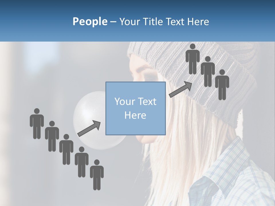 A Woman Blowing A Bubble Into Her Mouth PowerPoint Template