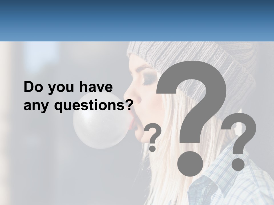 A Woman Blowing A Bubble Into Her Mouth PowerPoint Template