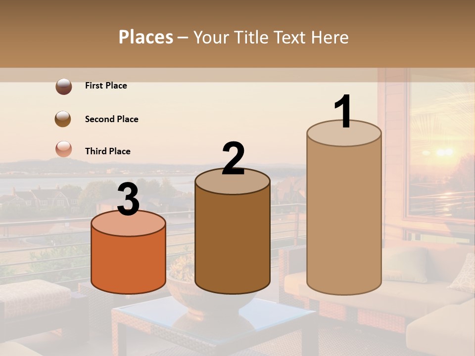 A Living Room With A View Of The Ocean PowerPoint Template