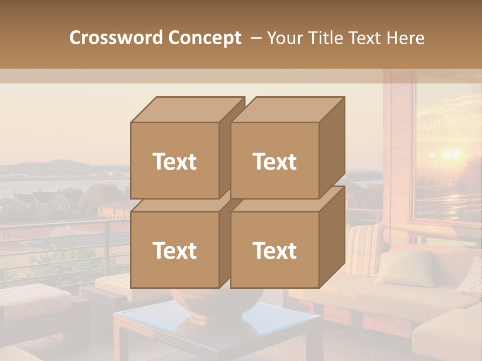 A Living Room With A View Of The Ocean PowerPoint Template