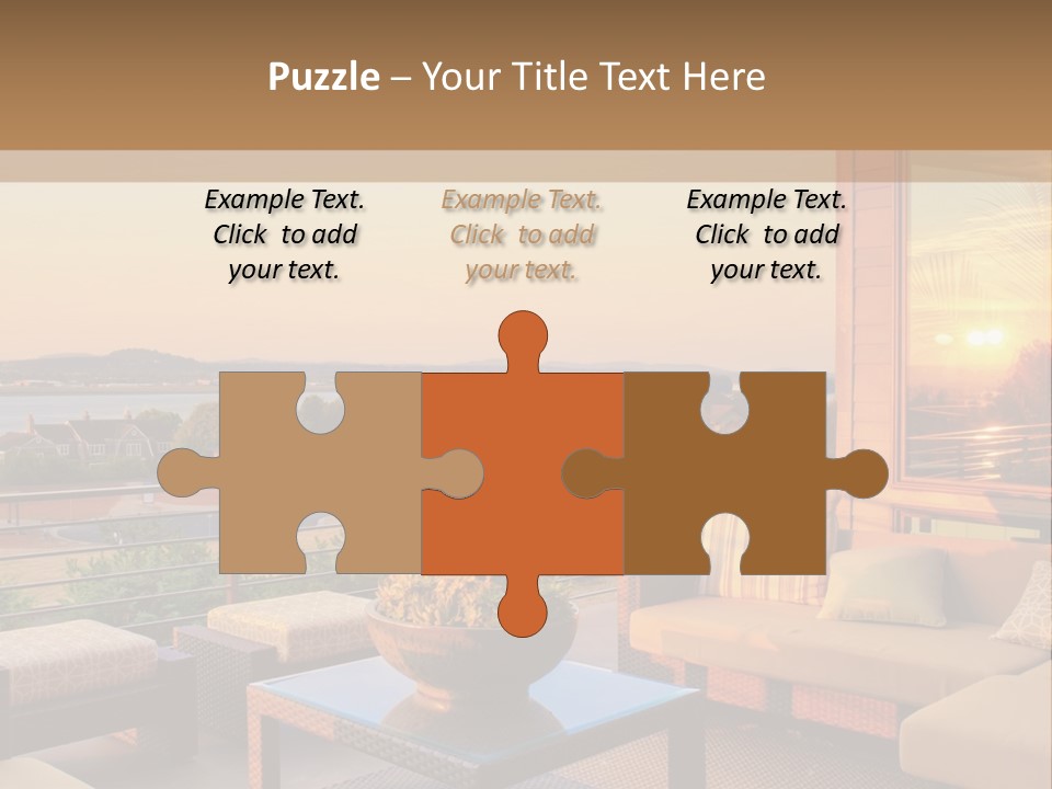 A Living Room With A View Of The Ocean PowerPoint Template