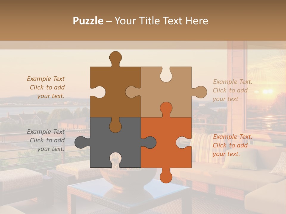 A Living Room With A View Of The Ocean PowerPoint Template