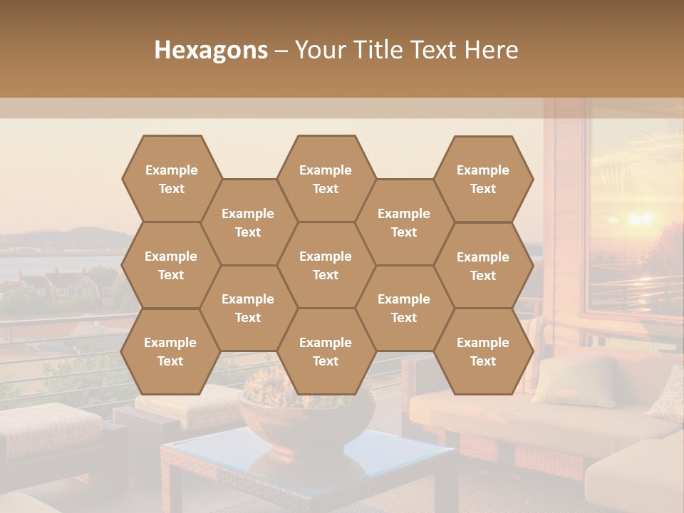 A Living Room With A View Of The Ocean PowerPoint Template