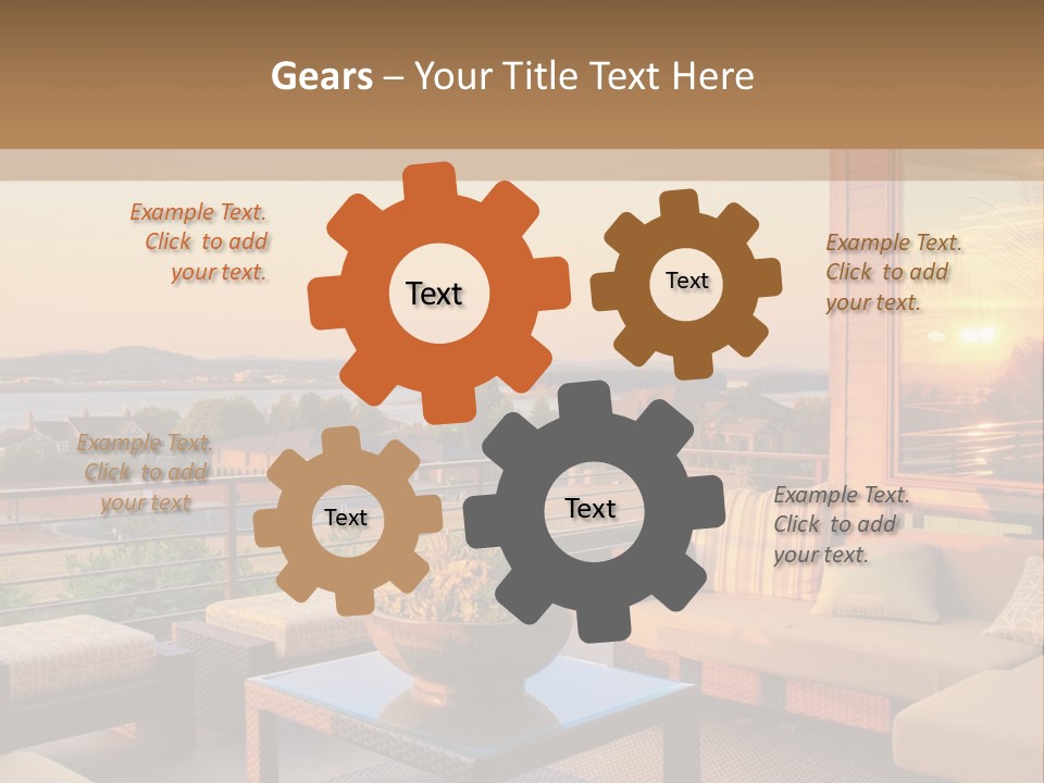 A Living Room With A View Of The Ocean PowerPoint Template