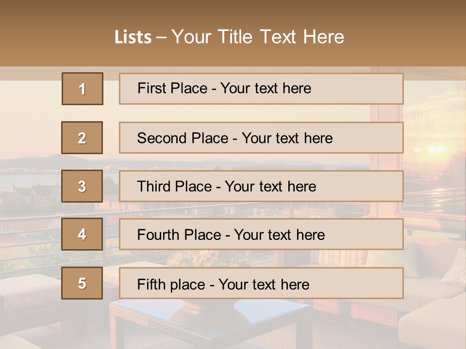 A Living Room With A View Of The Ocean PowerPoint Template