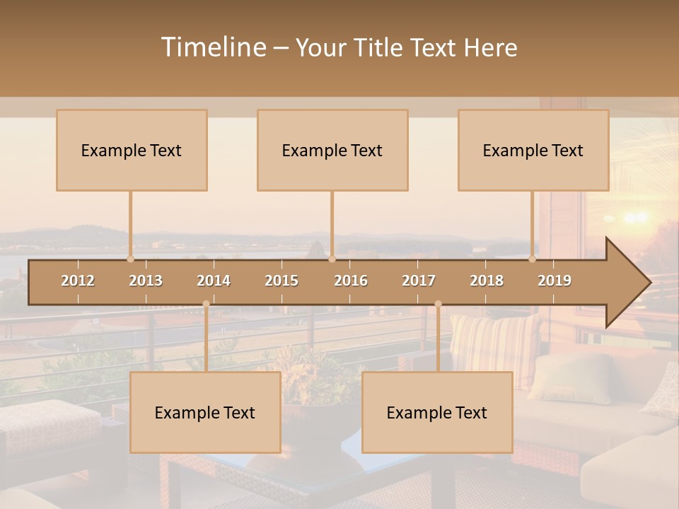 A Living Room With A View Of The Ocean PowerPoint Template