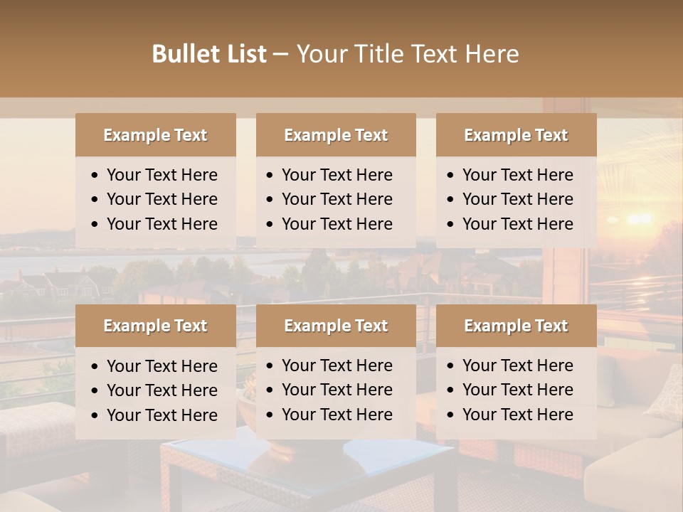 A Living Room With A View Of The Ocean PowerPoint Template