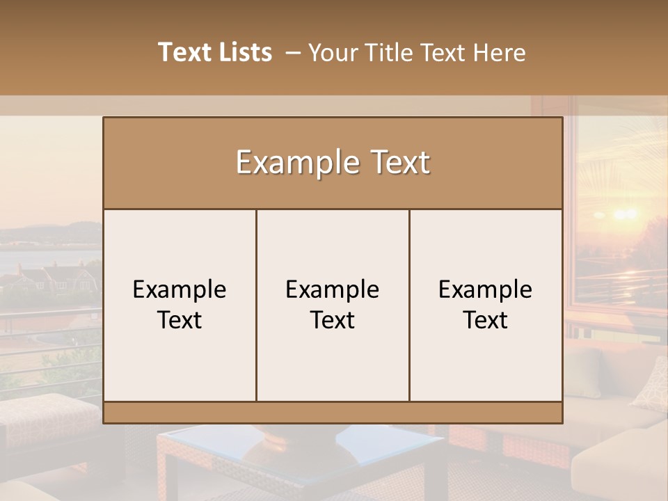A Living Room With A View Of The Ocean PowerPoint Template