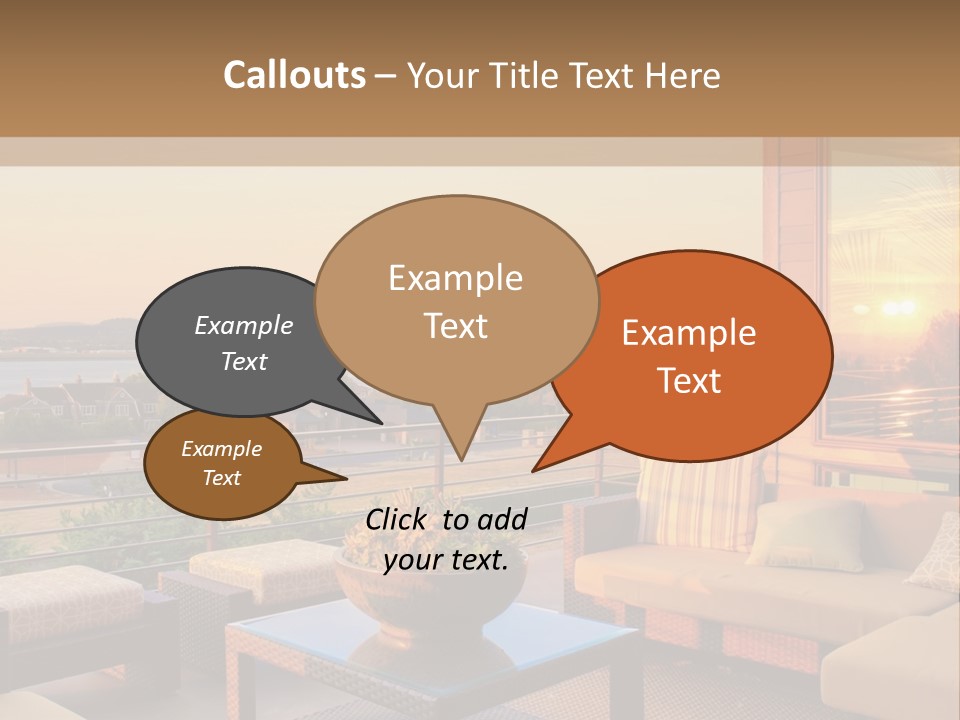 A Living Room With A View Of The Ocean PowerPoint Template