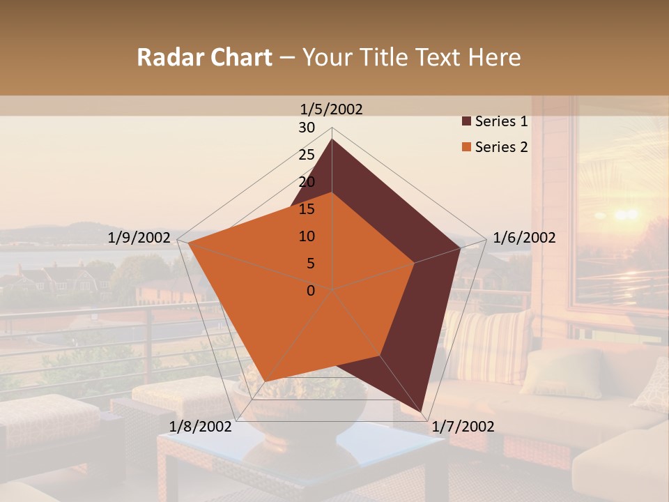 A Living Room With A View Of The Ocean PowerPoint Template