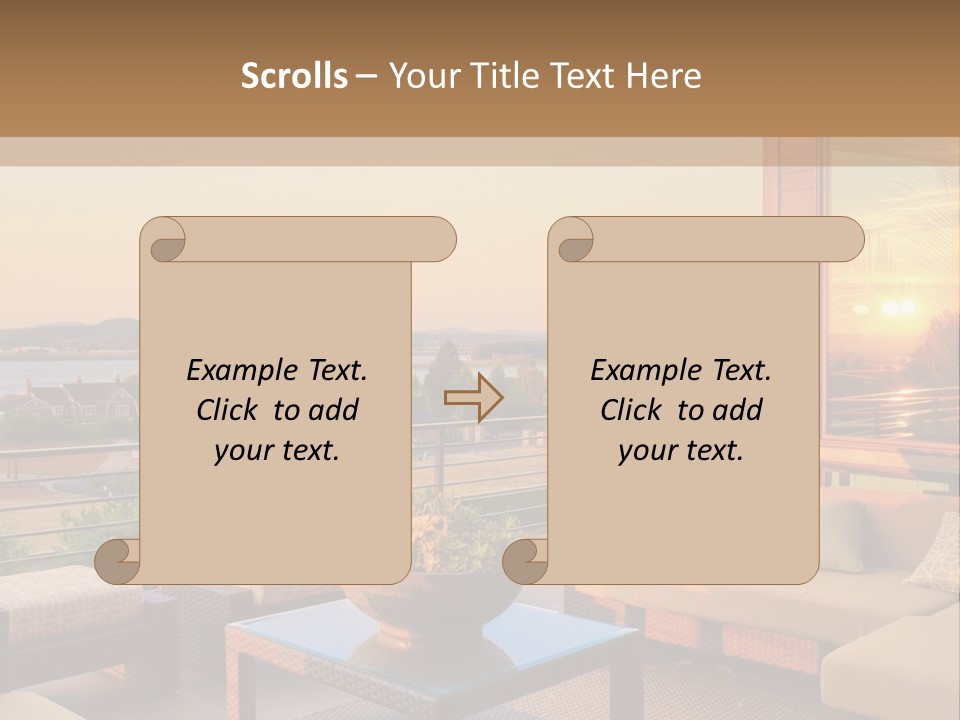 A Living Room With A View Of The Ocean PowerPoint Template