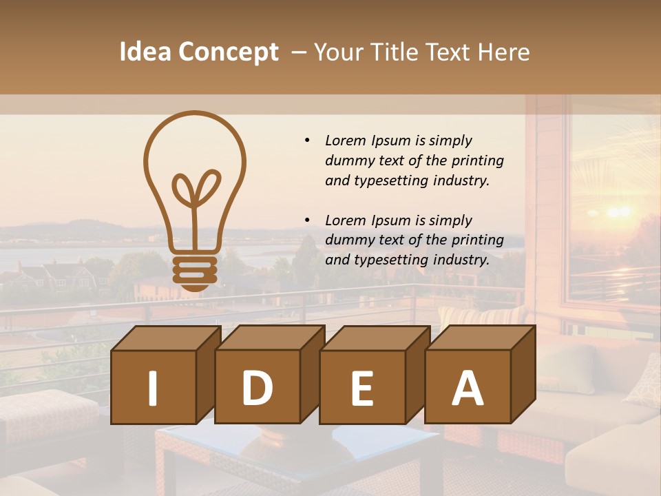 A Living Room With A View Of The Ocean PowerPoint Template