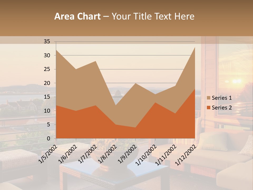 A Living Room With A View Of The Ocean PowerPoint Template