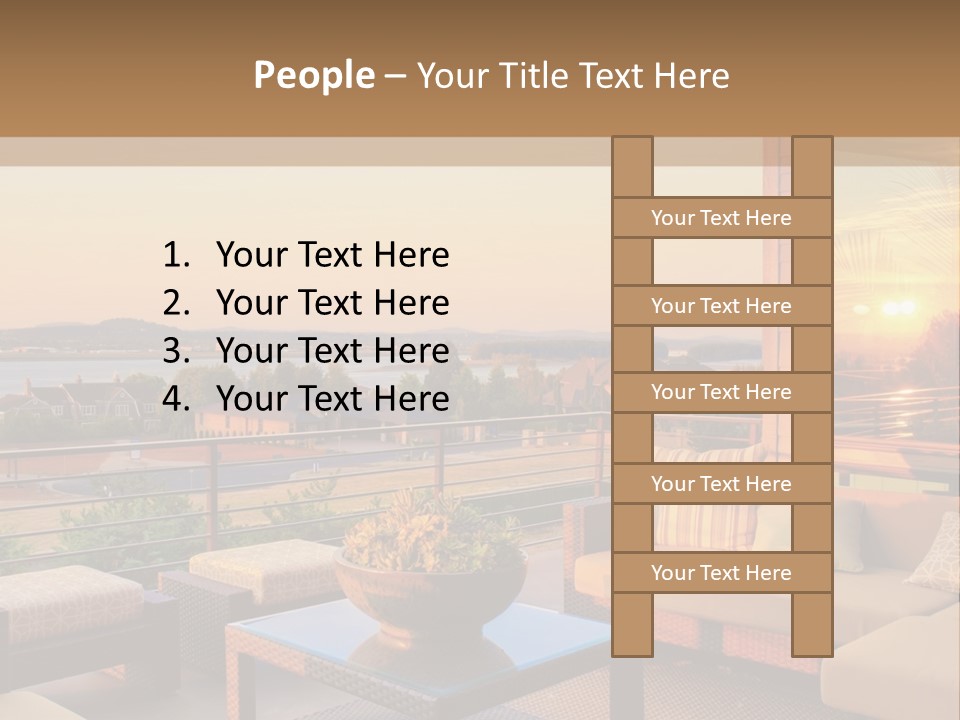 A Living Room With A View Of The Ocean PowerPoint Template