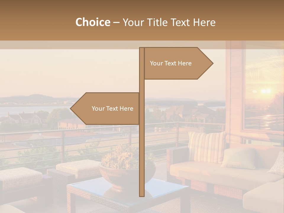 A Living Room With A View Of The Ocean PowerPoint Template